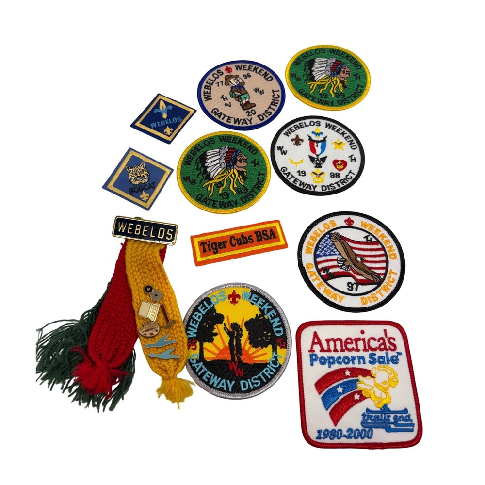 Vintage Boy Scouts BSA Patch Lot Webelos Gateway District Tassel Pins 90s 00s
